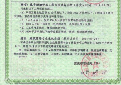 熱烈祝賀我公司榮獲“體育場地設施工程專業(yè)承包叁級”資質